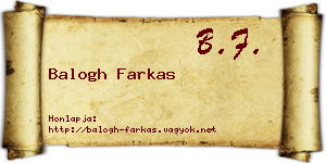 Balogh Farkas névjegykártya